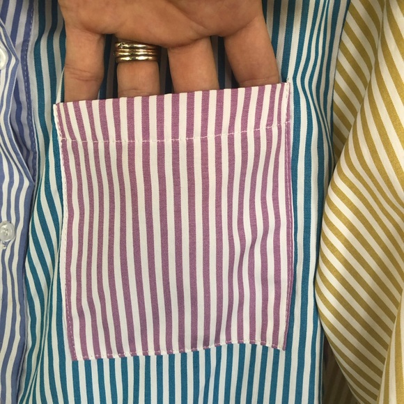 Striped Colorblock Button Down Shirt - Size 1X - Picture 2 of 4